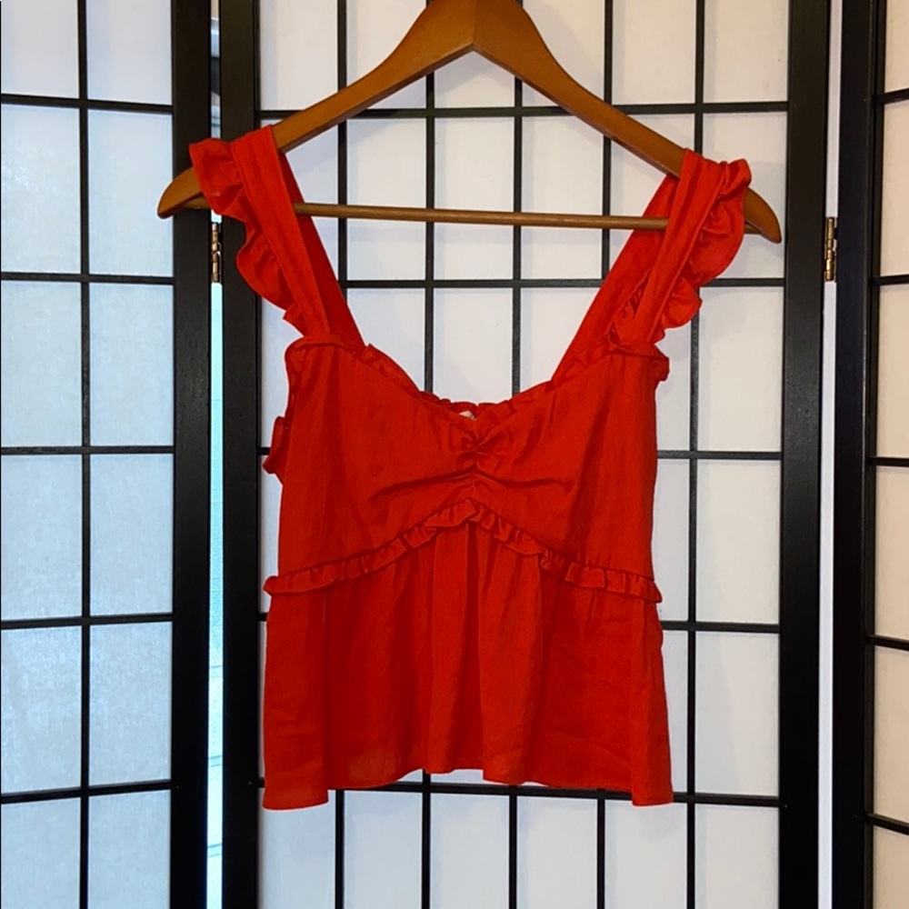 Cute red ruffle top